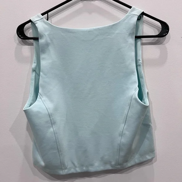 Aritzia Sunday Best Jagger Crop Tank Frosted Aquamarine | Square Neck Fitted Top - Picture 9 of 10
